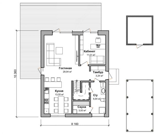 План первого этажа дома по проекту "Аулум"