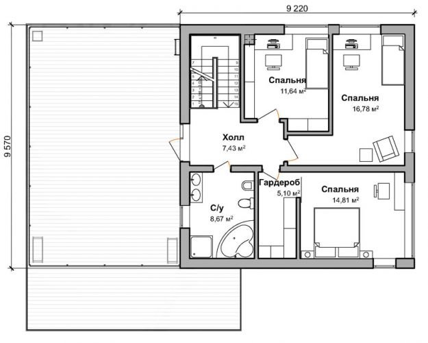 План второго этажа дома по проекту "Соби"