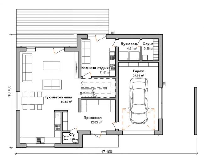 План первого этажа дом по проекту "Нествед"