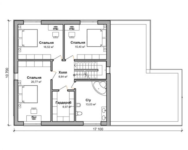 План второго этажа дом по проекту "Нествед"