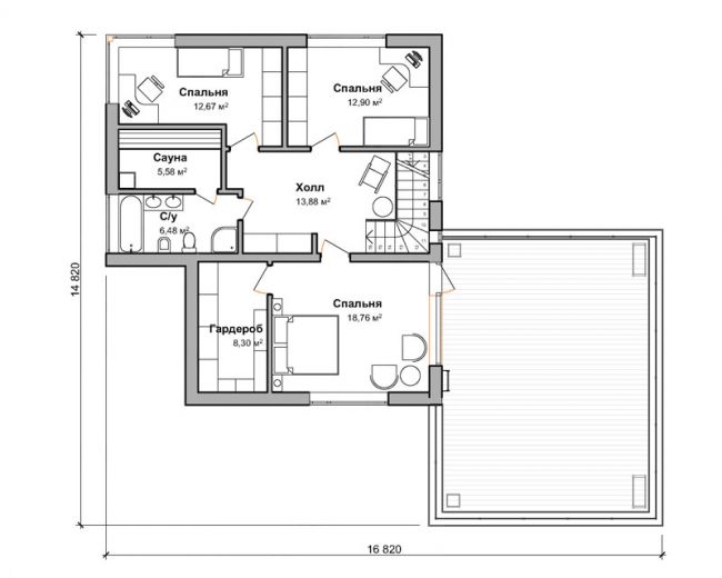 План второго этажа дом по проекту "Оденсе"
