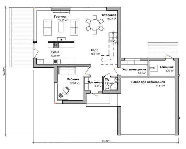 План первого этажа дом по проекту "Оденсе"