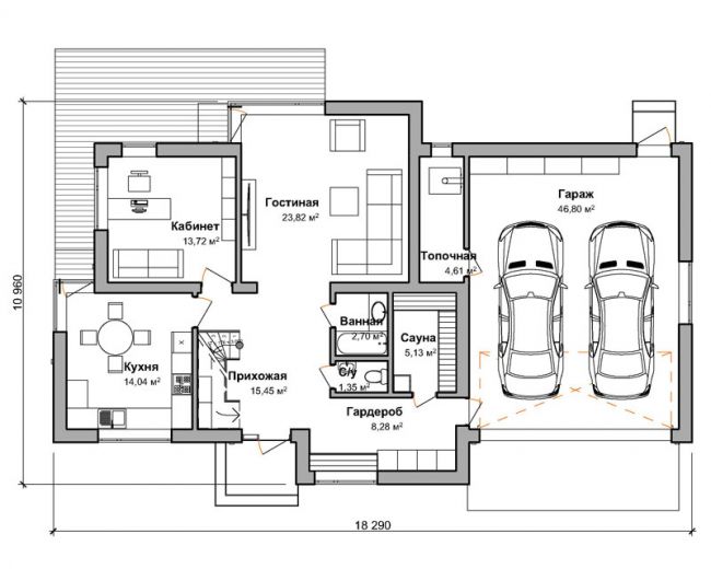 План первого этажа дом по проекту "Грена"