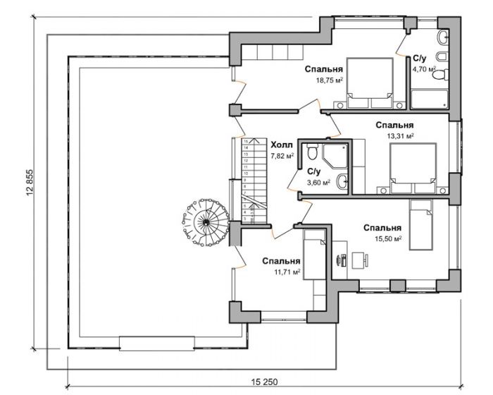 План второго этажа дом по проекту "Ранум"