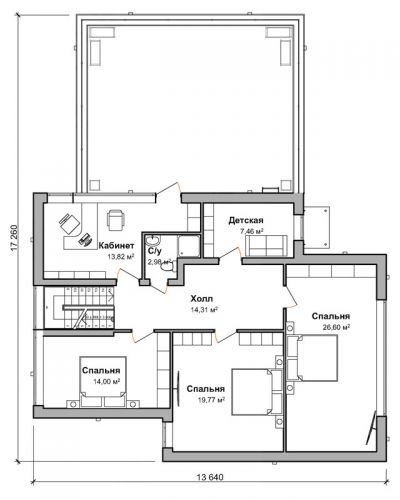 План второго этажа дом по проекту "Грастен"