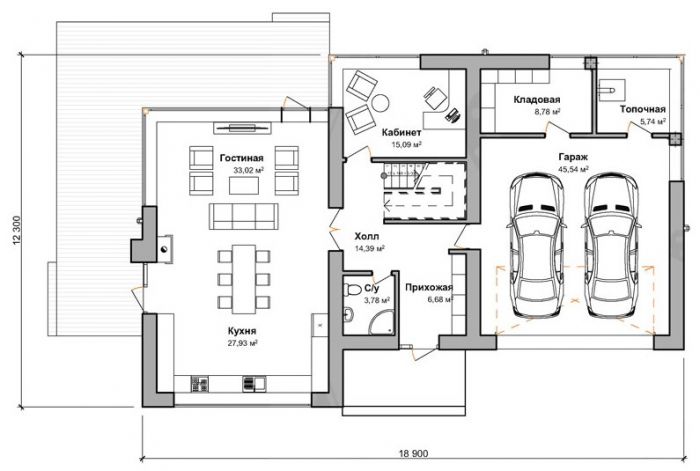 План первого этажа дом по проекту "Скиве"