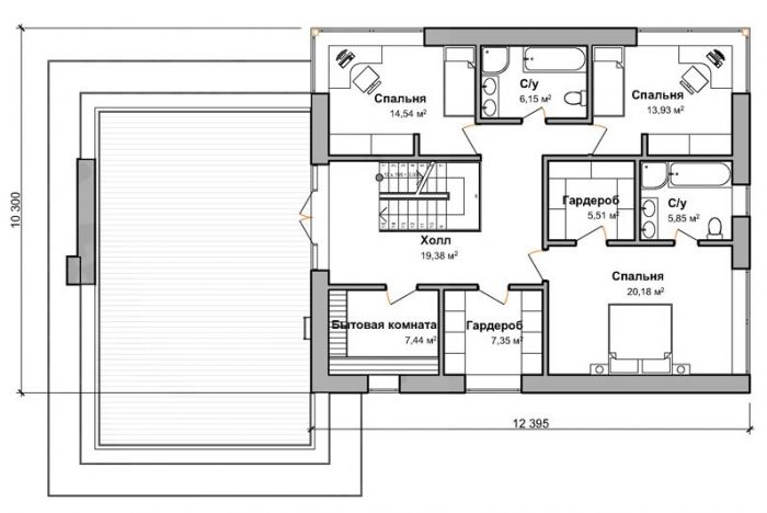План второго этажа дом по проекту "Скиве"