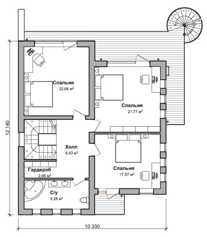 План второго этажа дом по проекту "Норборг"